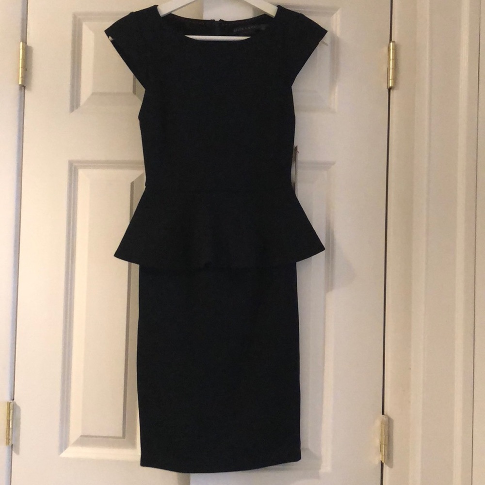 Alice + Olivia Black Sheath Midi Dress